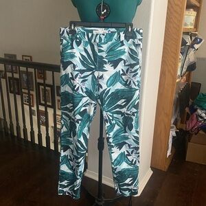 Tropical Leaf Print Women's Pants